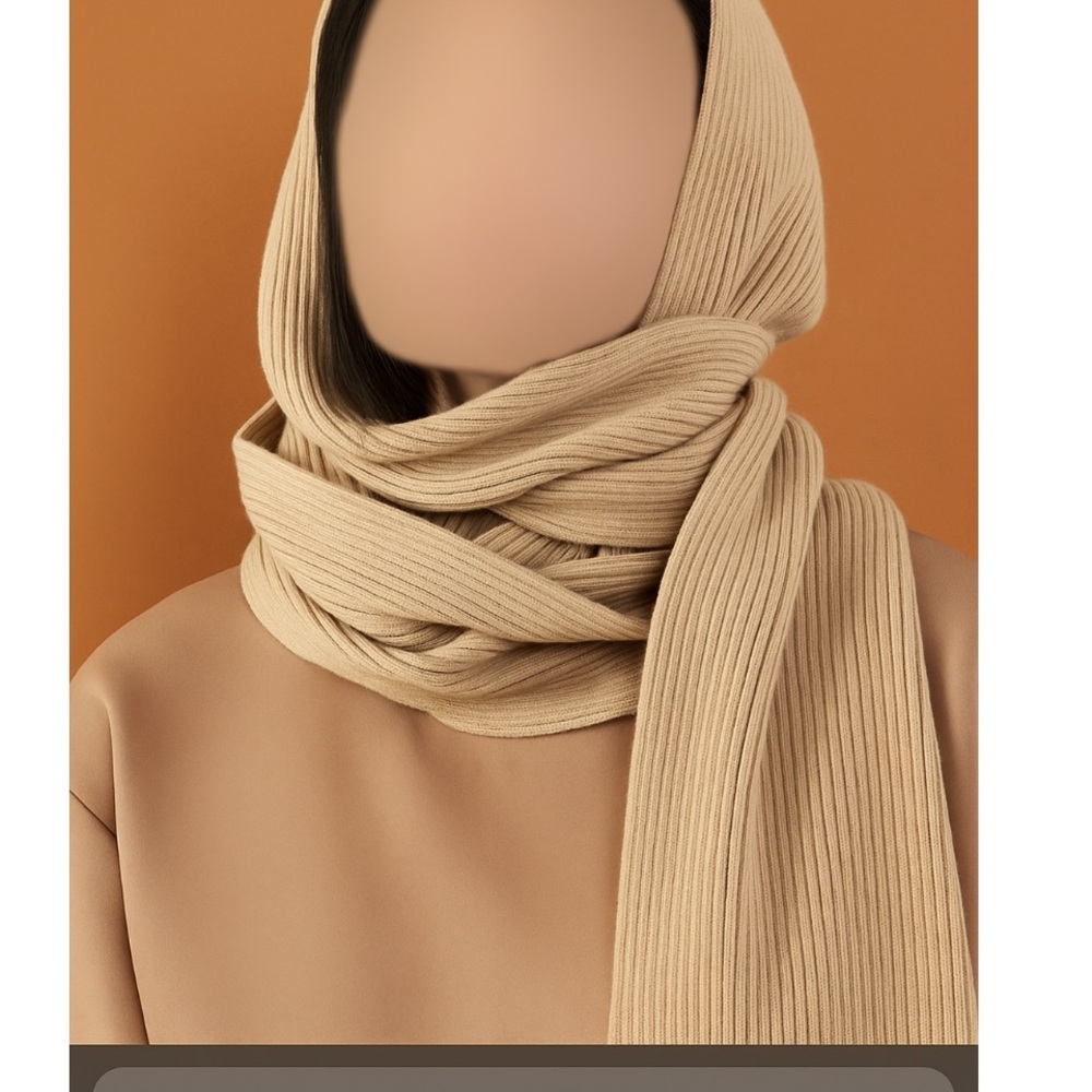 Elegant Aday Cowl Neck Ribbed Sweater - Beige NW/OT